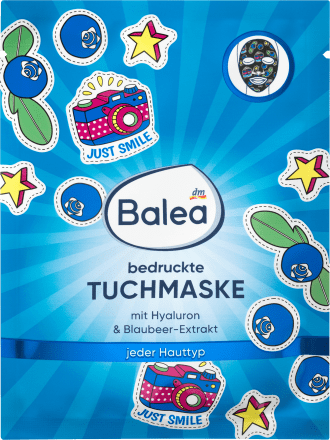 Balea, Cloth mask printed neon with blueberry extract, 1 piece