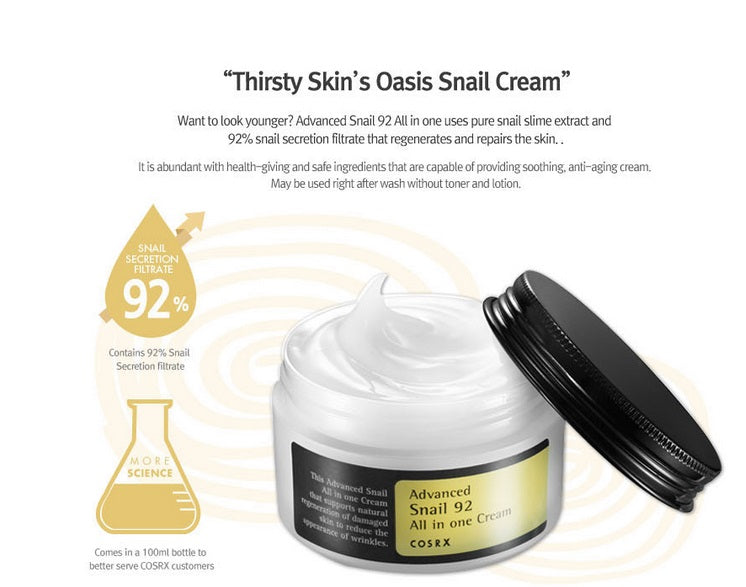 COSRX Advanced Snail 92% All in One Cream, Korean Skincare