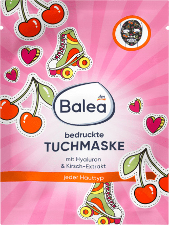 Balea, sheet mask printed neon with cherry extract, 1 piece