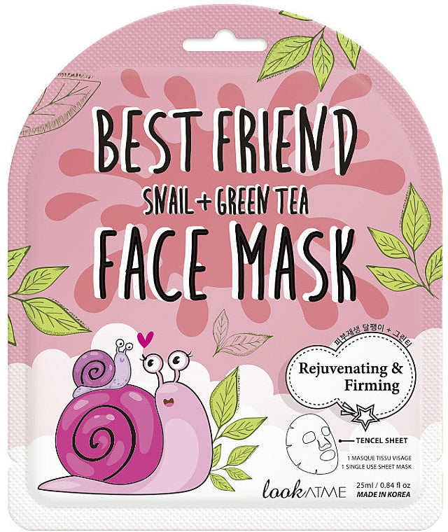 Sheet mask for the face with snail slime and green tea